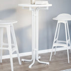 Mesa de bar madera ingeniería y acero blanco Ø60x110cm