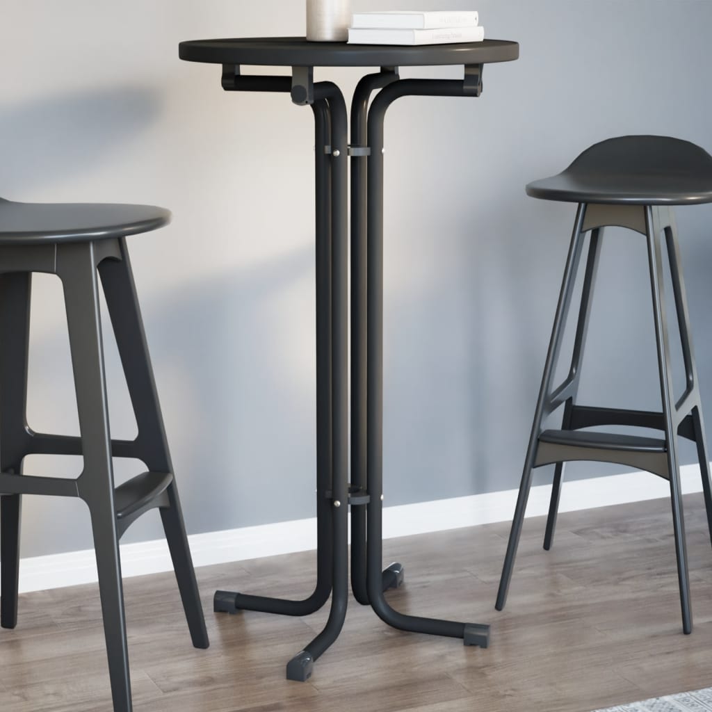 Mesa de bar madera ingeniería y acero blanco Ø60x110cm