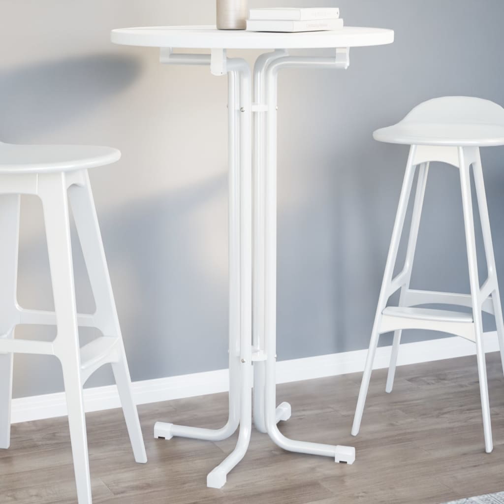 Mesa de bar madera ingeniería y acero blanco Ø60x110cm