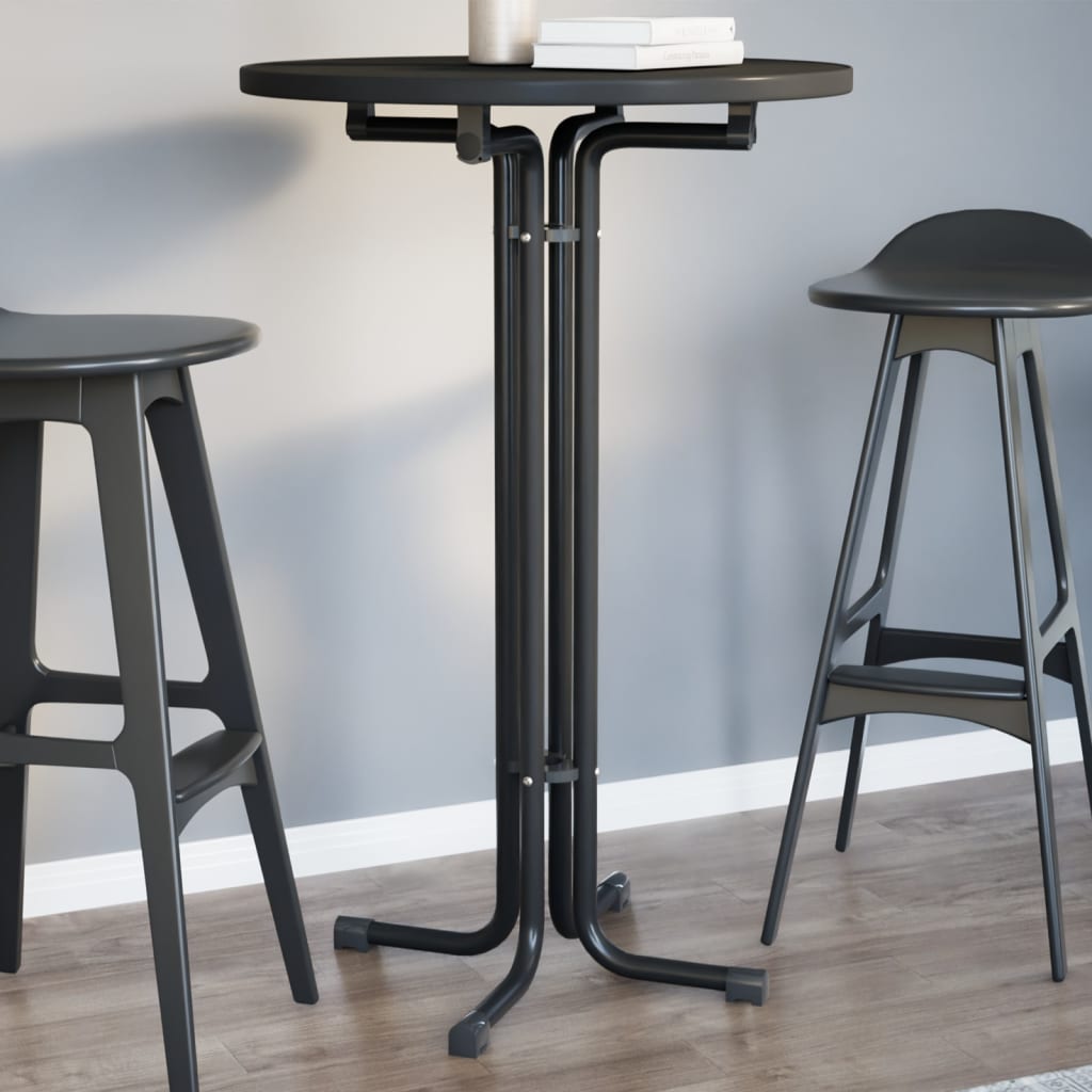 Mesa de bar madera ingeniería y acero blanco Ø60x110cm