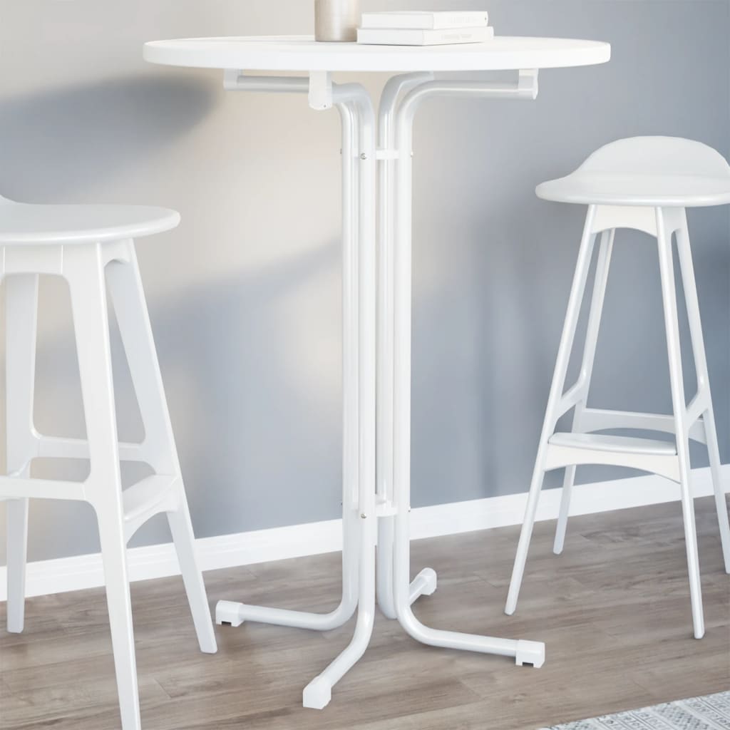 Mesa de bar madera ingeniería y acero blanco Ø60x110cm