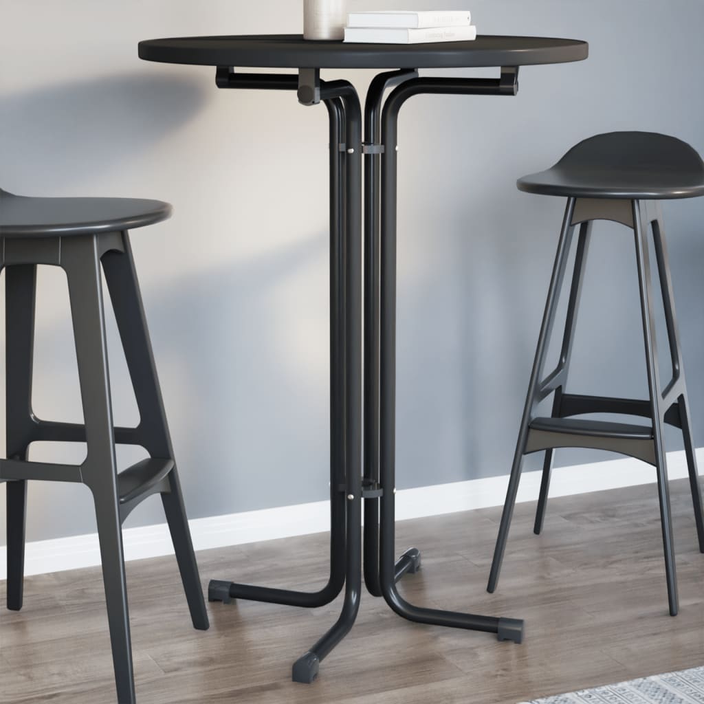 Mesa de bar madera ingeniería y acero blanco Ø60x110cm