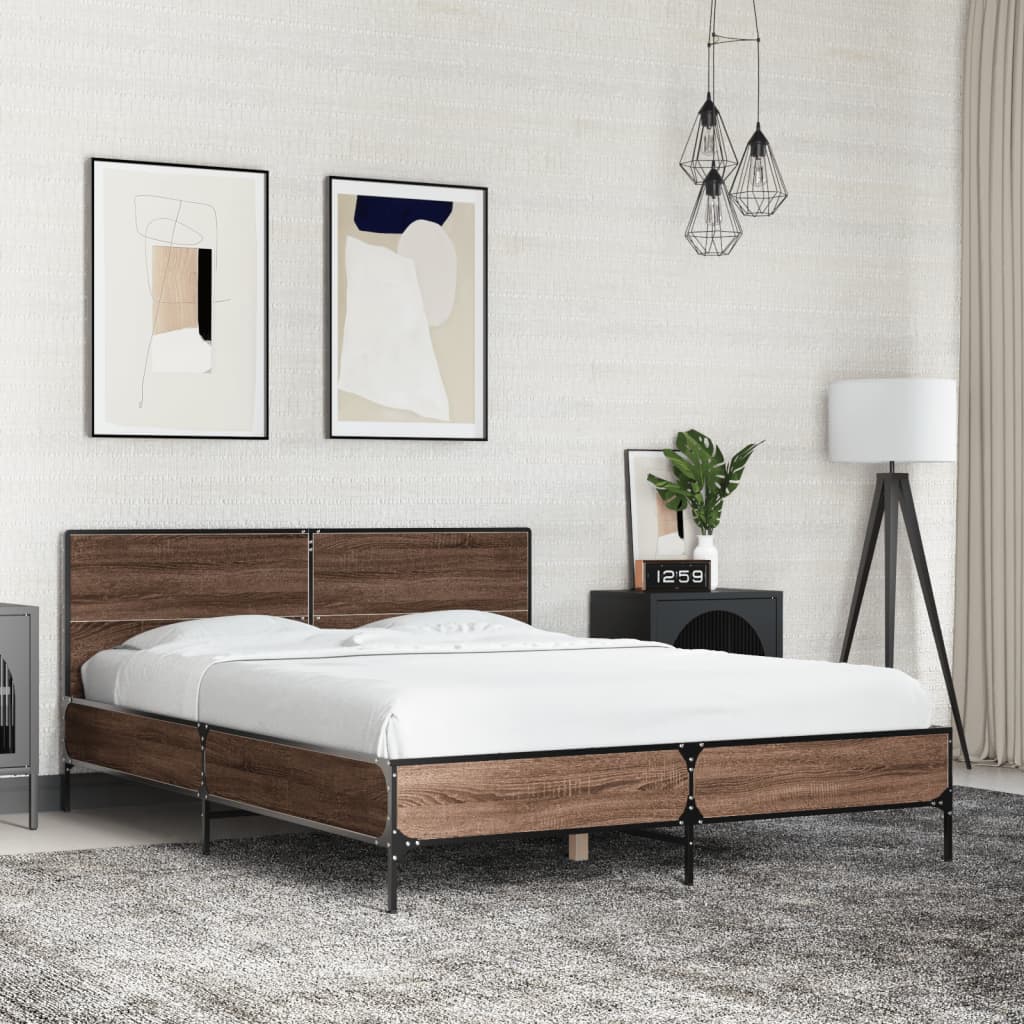Cama sin colchón blanca 180x200 cm madera de ingeniería