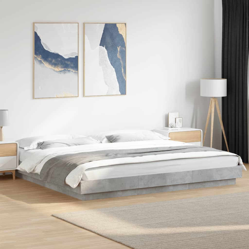Estructura cama con LED sin colchón marrón oscuro 120x200 cm