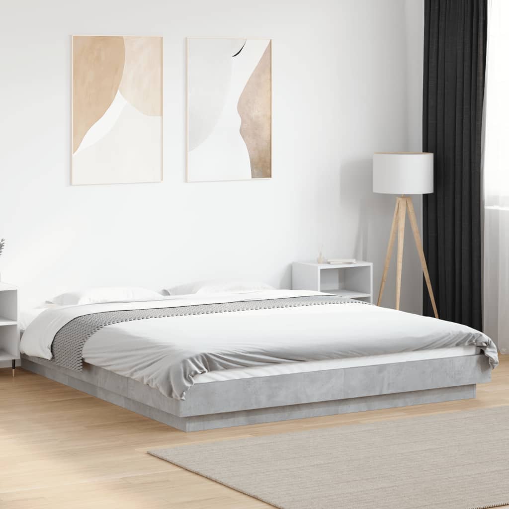 Estructura cama con LED sin colchón marrón oscuro 120x200 cm