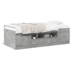 Sofá cama con cajones sin colchón gris hormigón 100x200 cm