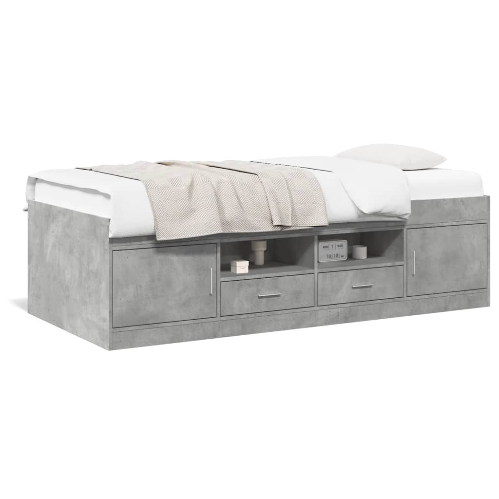 Sofá cama con cajones sin colchón gris hormigón 100x200 cm