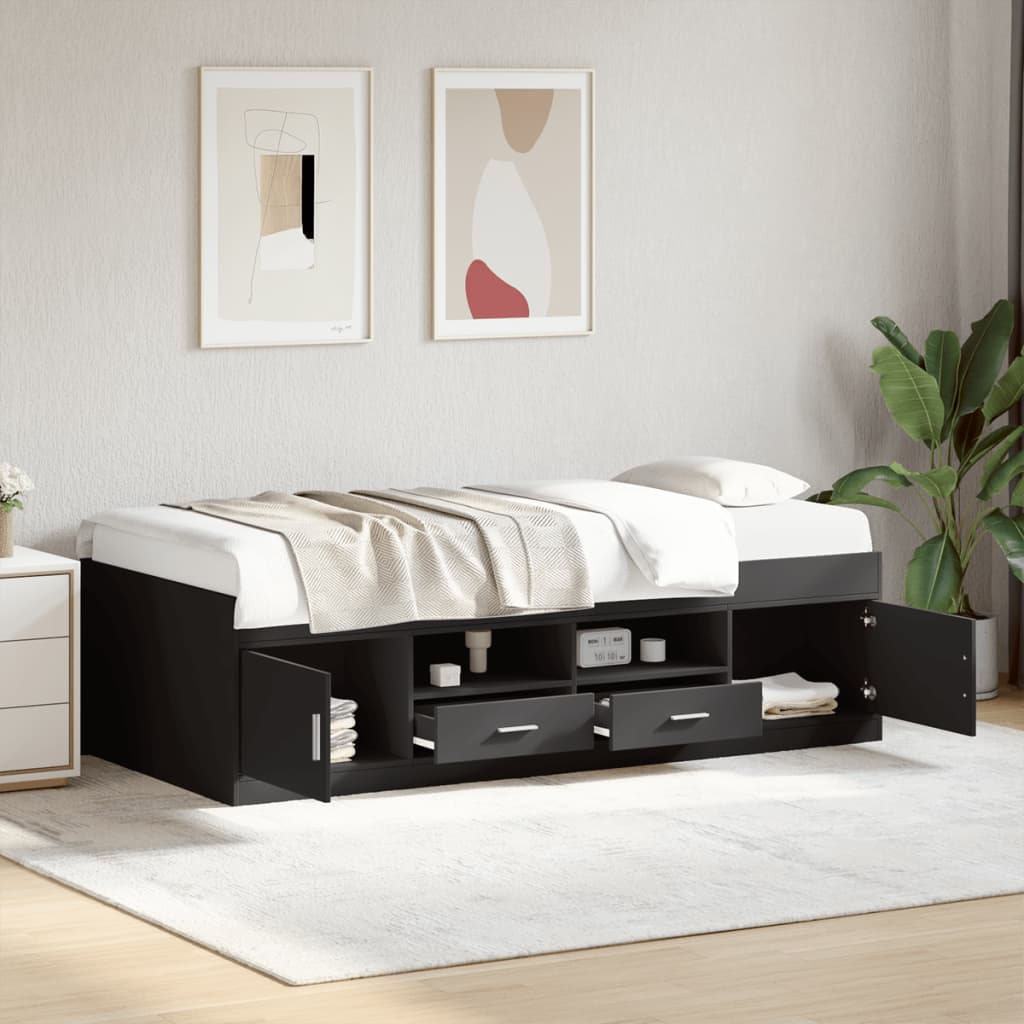 Sofá cama con cajones sin colchón gris hormigón 100x200 cm