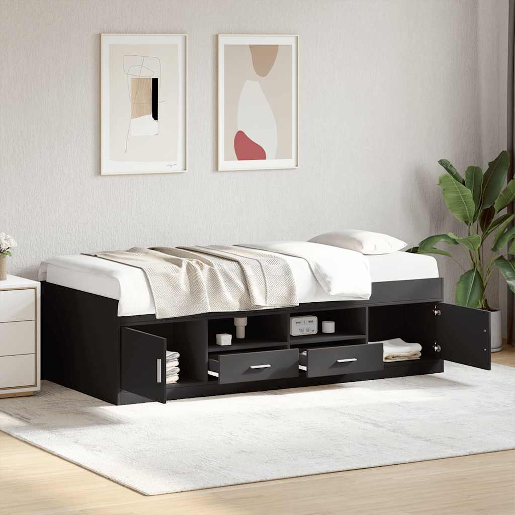 Sofá cama con cajones sin colchón gris hormigón 100x200 cm