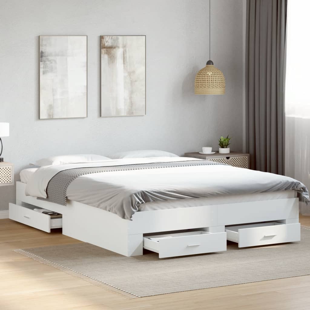 Cama con cajón madera de ingeniería blanca 75x190 cm