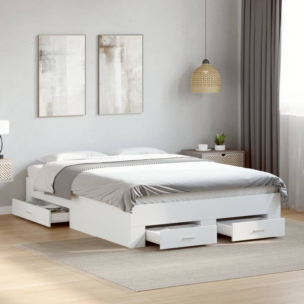Cama con cajón madera de ingeniería blanca 75x190 cm