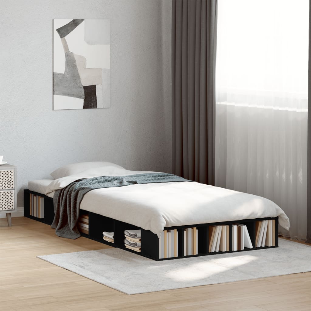 Cama sin colchón madera maciza pino marrón cera 80x200 cm