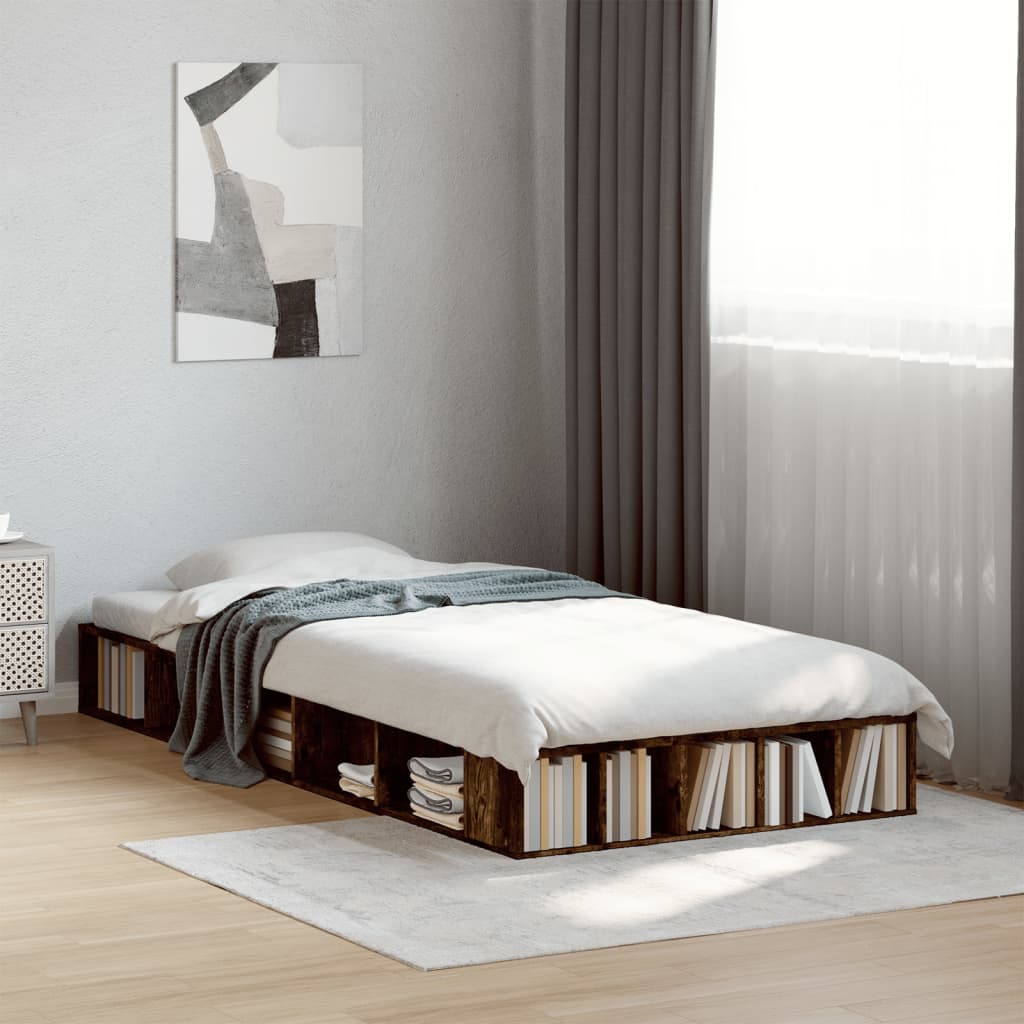 Cama sin colchón madera maciza pino marrón cera 80x200 cm
