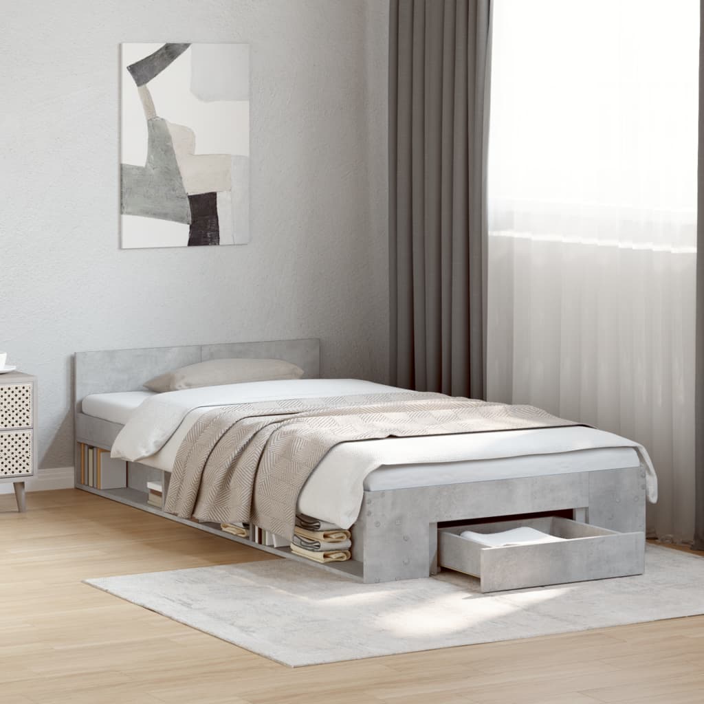 Cama con cajón madera de ingeniería blanca 75x190 cm