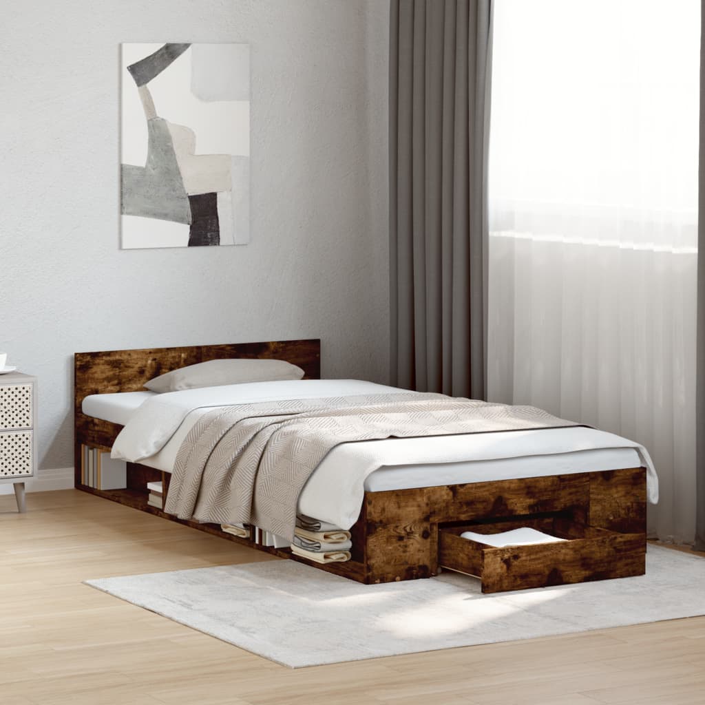 Cama con cajón madera de ingeniería blanca 75x190 cm