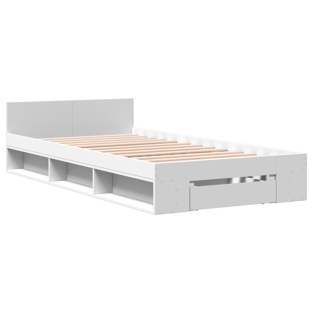 Cama con cajón madera de ingeniería blanca 75x190 cm