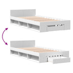Cama con cajón madera de ingeniería blanca 75x190 cm
