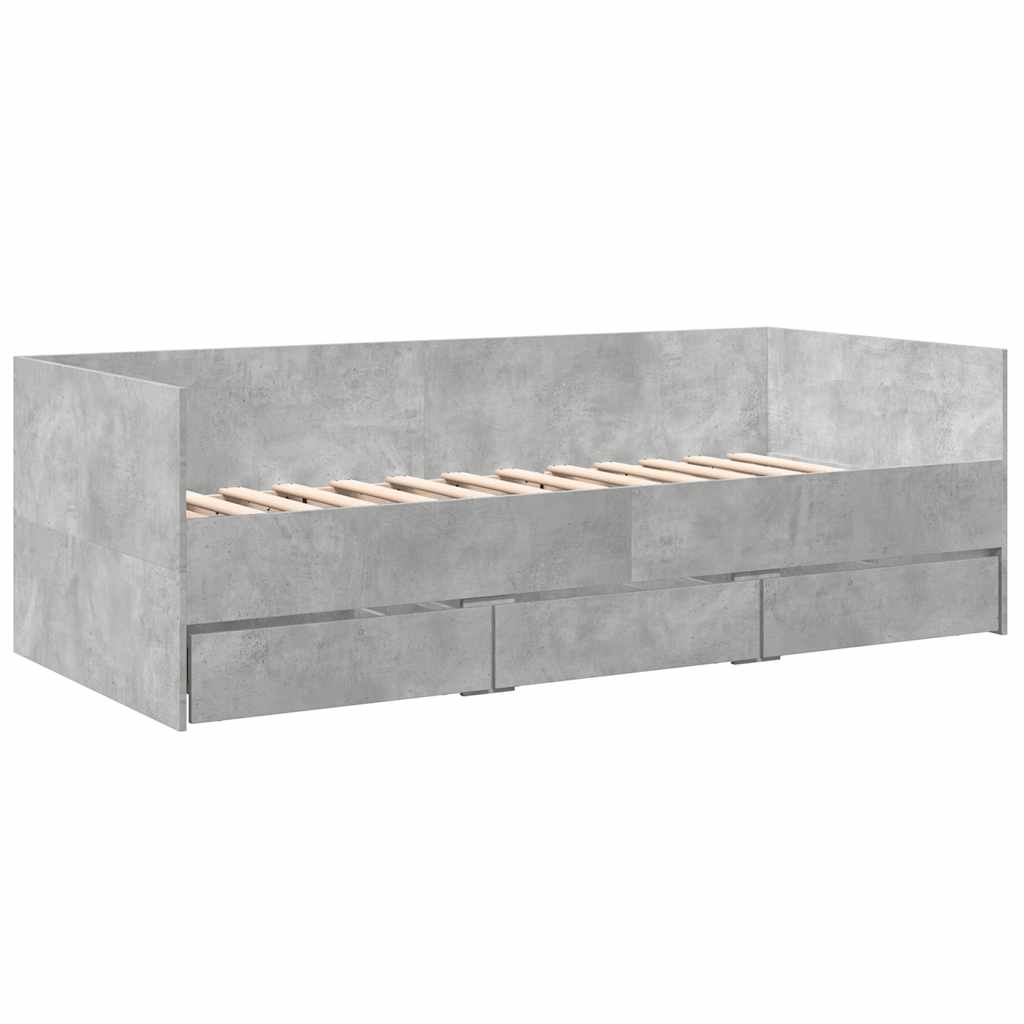 Sofá cama con cajones sin colchón gris hormigón 100x200 cm