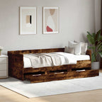 Sofá cama con cajones madera maciza de pino 80x200 cm