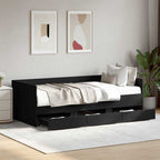 Sofá cama con cajones madera maciza de pino 80x200 cm