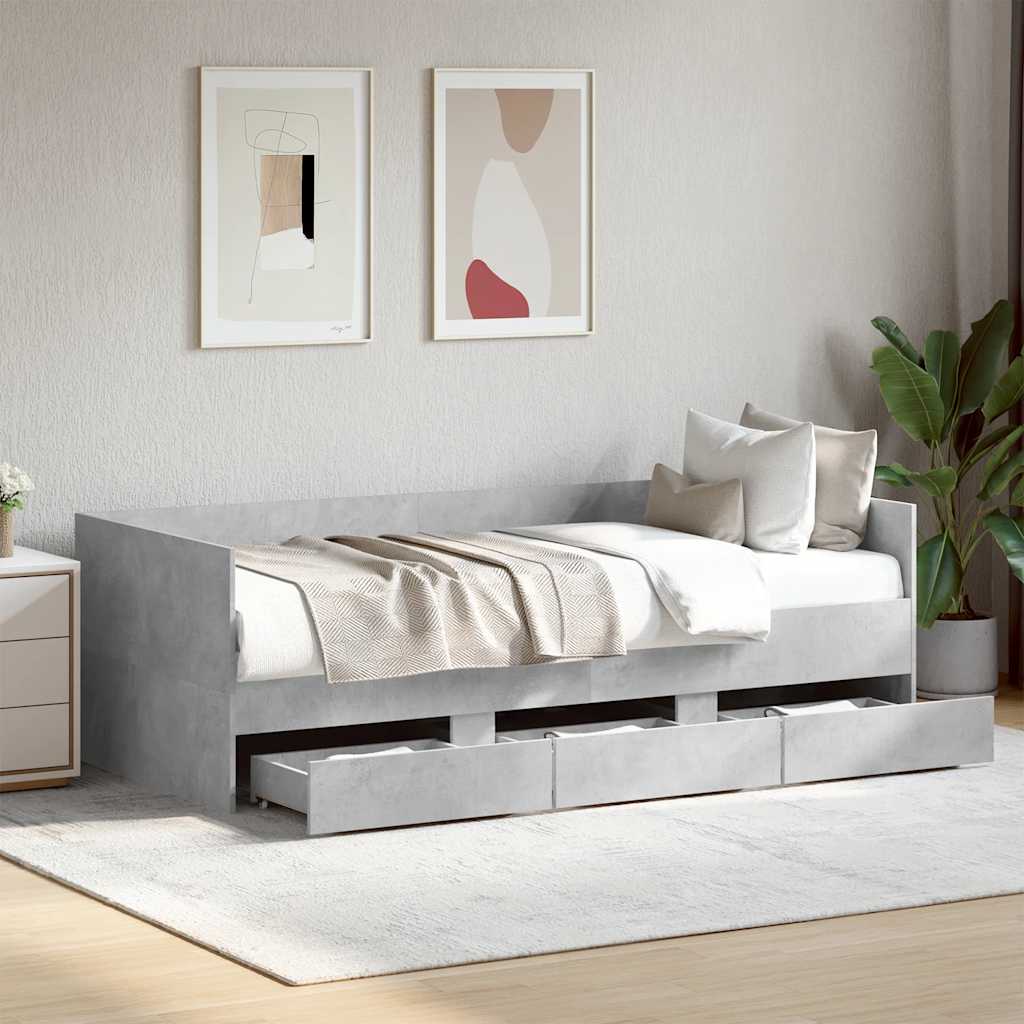 Sofá cama con cajones madera maciza de pino 80x200 cm