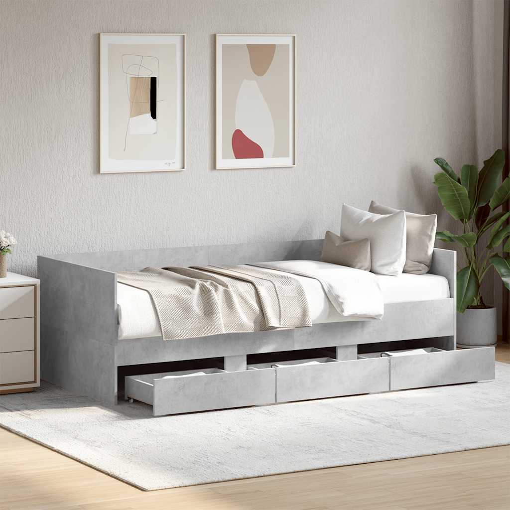 Sofá cama con cajones madera maciza de pino 80x200 cm