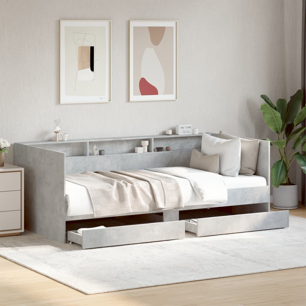 Sofá cama con cajones madera maciza de pino 80x200 cm