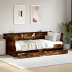 Sofá cama con cajones madera maciza de pino 80x200 cm