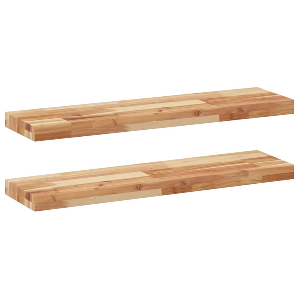 Estante flotante 2 uds madera acacia acabado aceite 100x20x4 cm