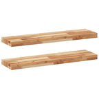 Estante flotante 2 uds madera acacia acabado aceite 100x20x4 cm