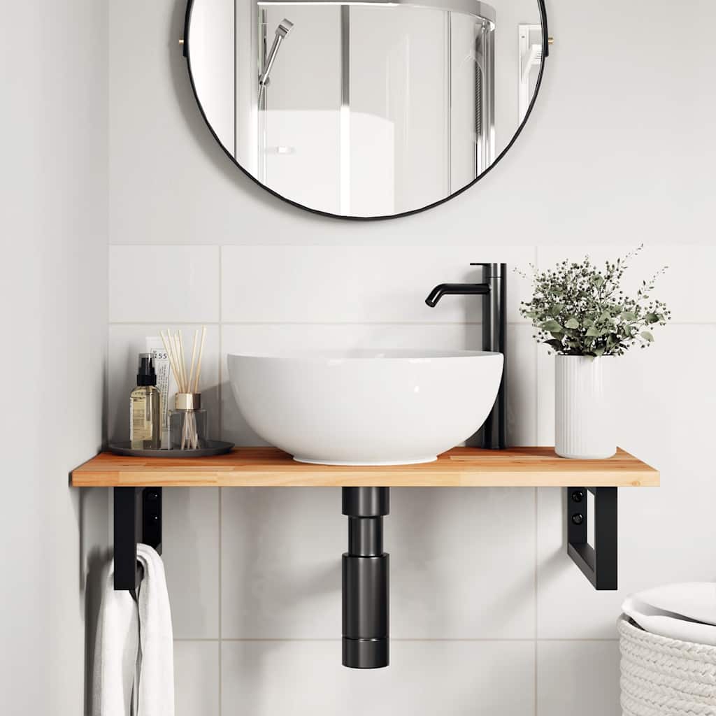 Encimera tocador baño madera acacia acabado aceite 100x40x2 cm