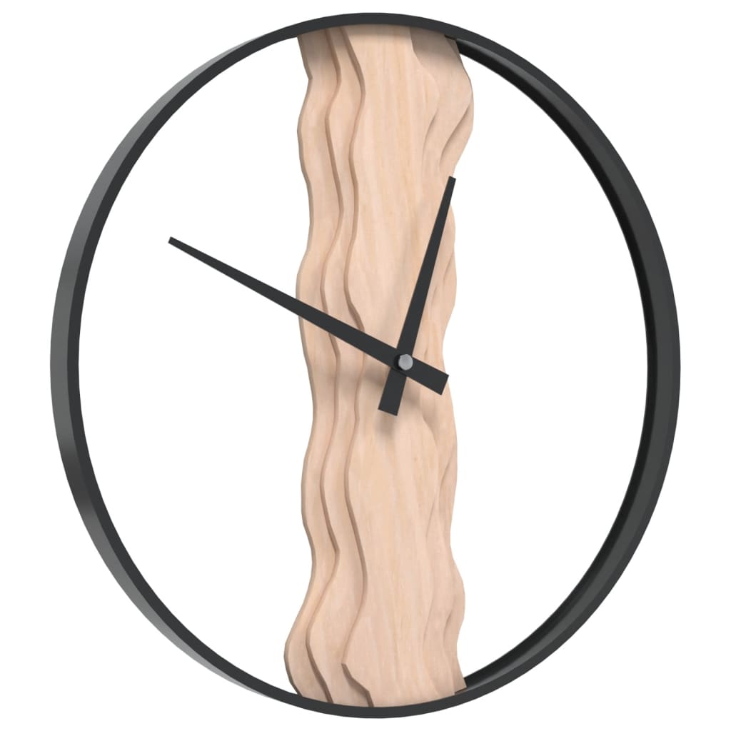 Reloj de pared de hierro y madera de roble marrón Ø35 cm