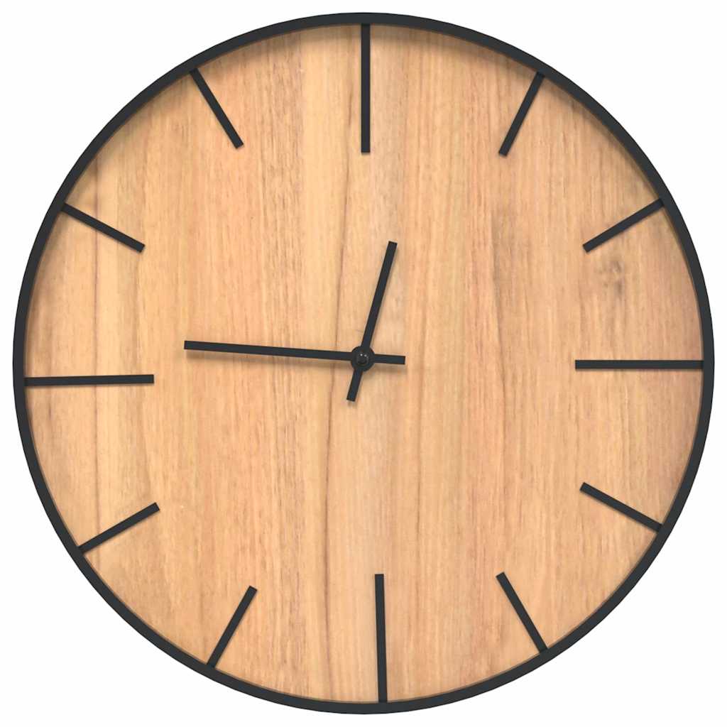Reloj de pared de hierro y madera de ingeniería marrón Ø39 cm