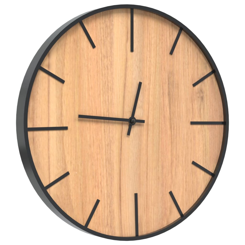 Reloj de pared de hierro y madera de ingeniería marrón Ø39 cm
