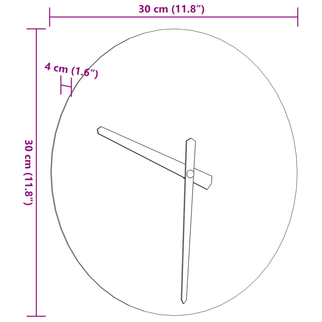 Reloj de pared con escalas y agujas luminosas amarillo Ø30 cm