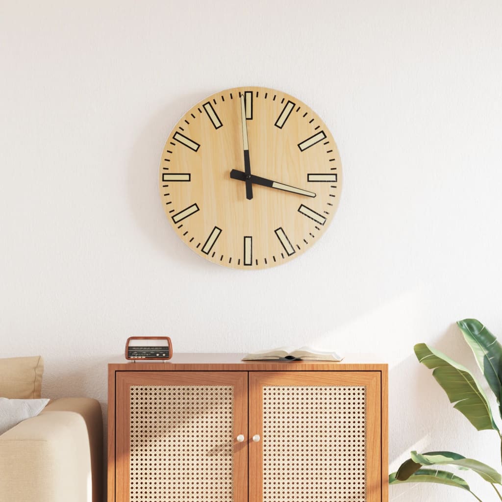 Reloj de pared con escalas y agujas luminosas amarillo Ø30 cm