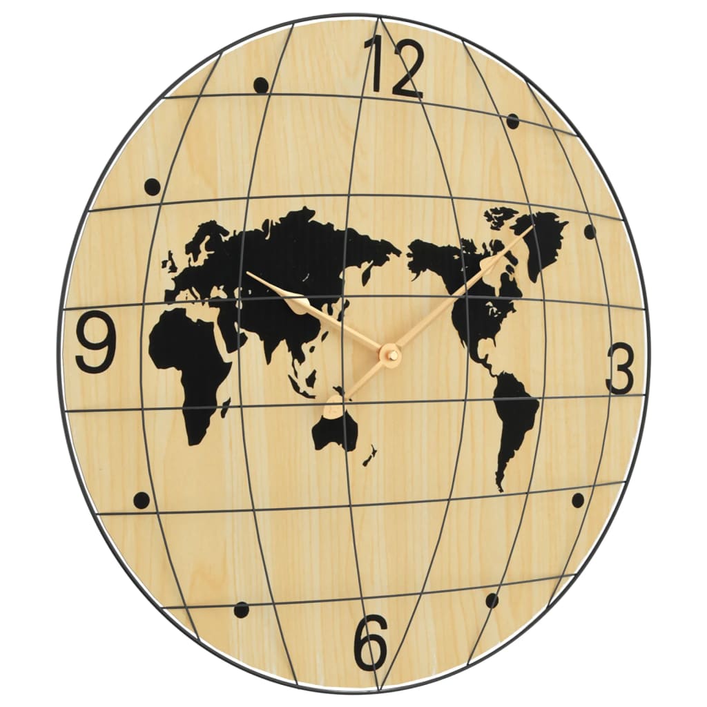Reloj de pared de madera de ingeniería amarillo y negro Ø50 cm