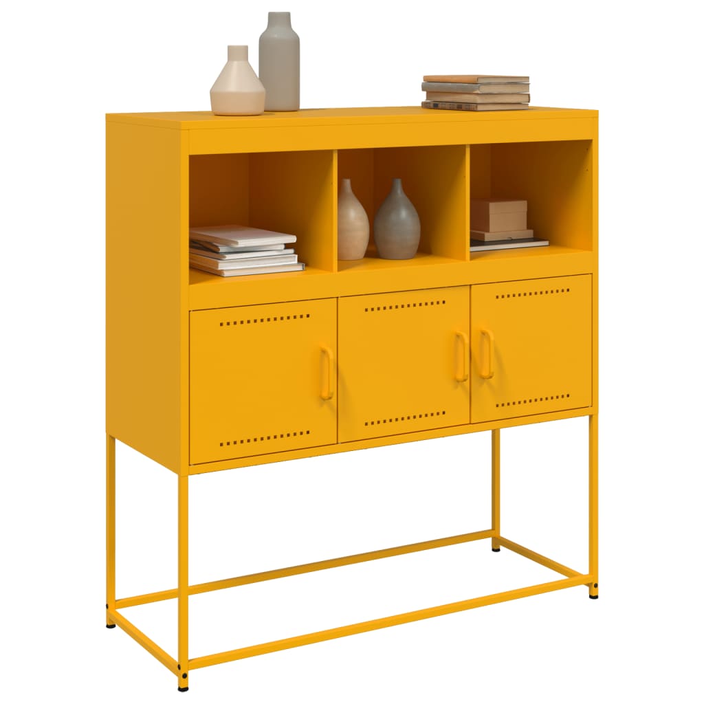 Aparador acero amarillo mostaza 100,5x39x107 cm