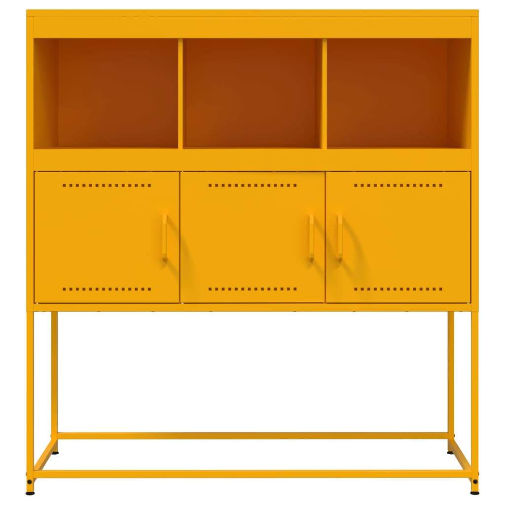 Aparador acero amarillo mostaza 100,5x39x107 cm