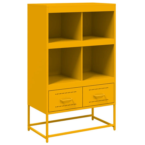 Aparador em aço amarelo-mostarda 68x39x111,5 cm