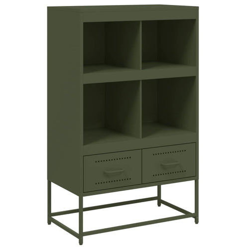 Aparador de aço verde-azeitona 68x39x111,5 cm