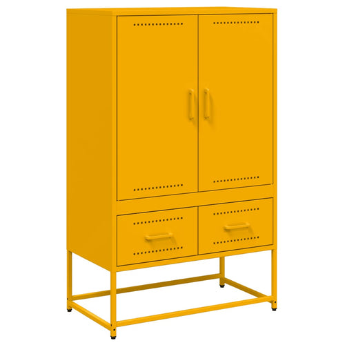 Aparador em aço amarelo-mostarda 68x39x111,5 cm
