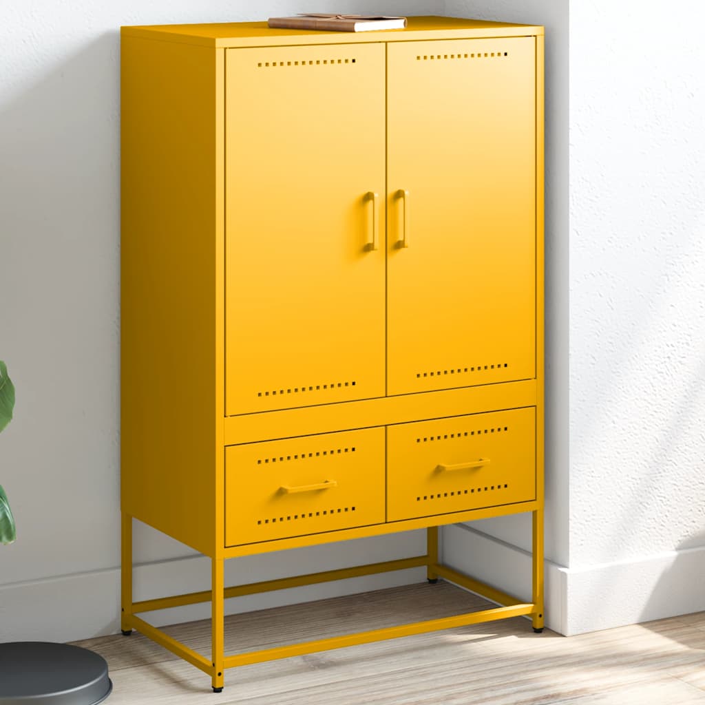 Aparador de acero amarillo mostaza 68x39x111,5 cm