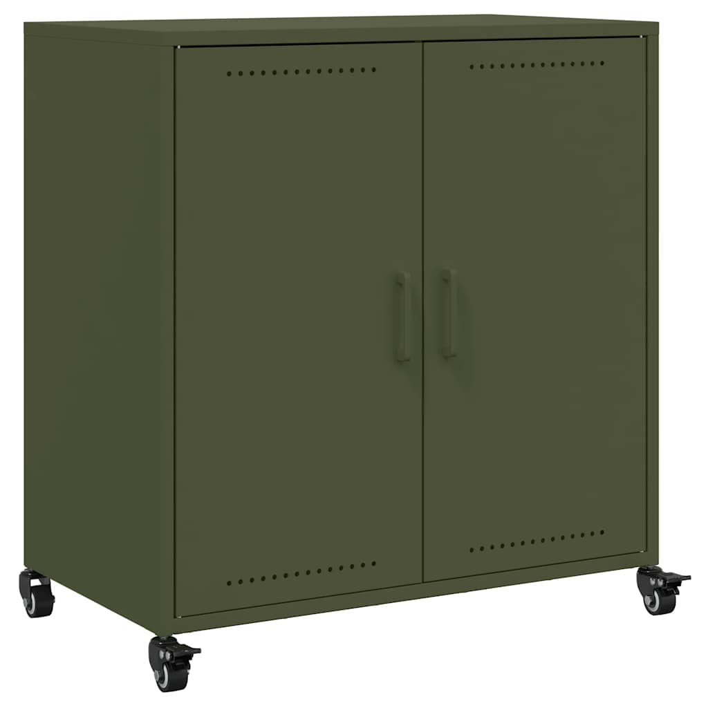 Aparador de acero verde oliva 68x39x72 cm
