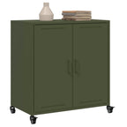 Aparador de acero verde oliva 68x39x72 cm