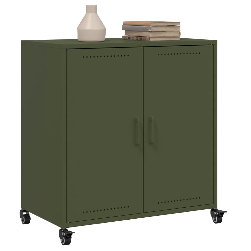 Aparador de acero verde oliva 68x39x72 cm