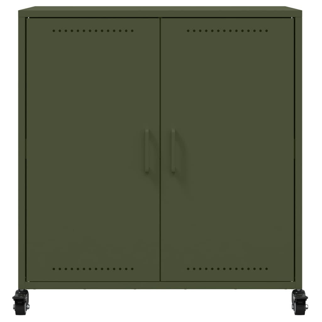 Aparador de acero verde oliva 68x39x72 cm