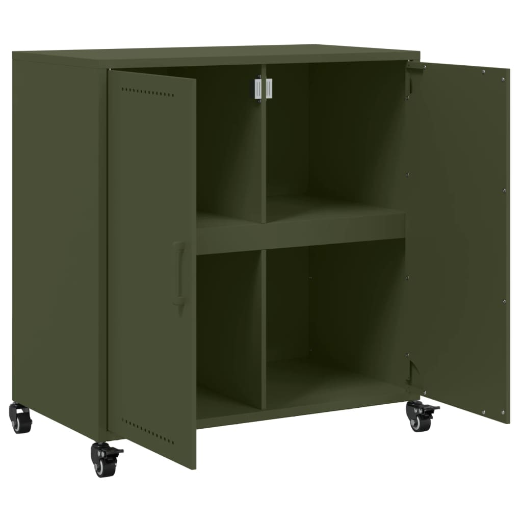 Aparador de acero verde oliva 68x39x72 cm