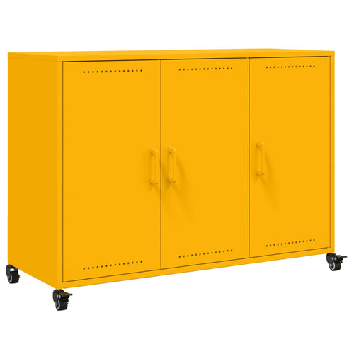Aparador de aço amarelo-mostarda 100,5x39x72 cm