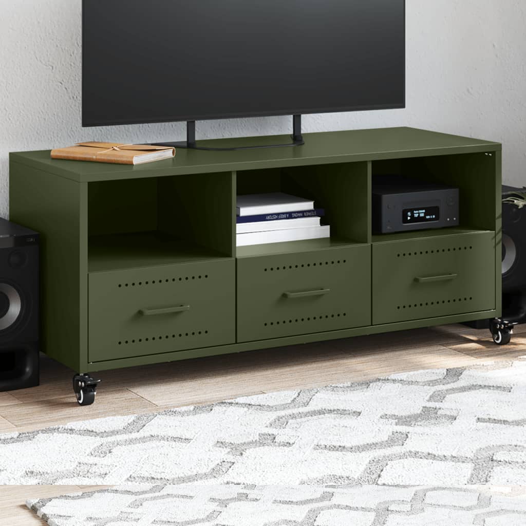 Mueble de TV acero amarillo mostaza 68x39x43,5 cm